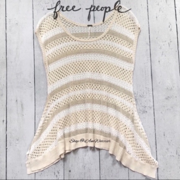 Free People striped open weave asymmetrical sweater *shop@iamwarrior - Picture 4 of 9